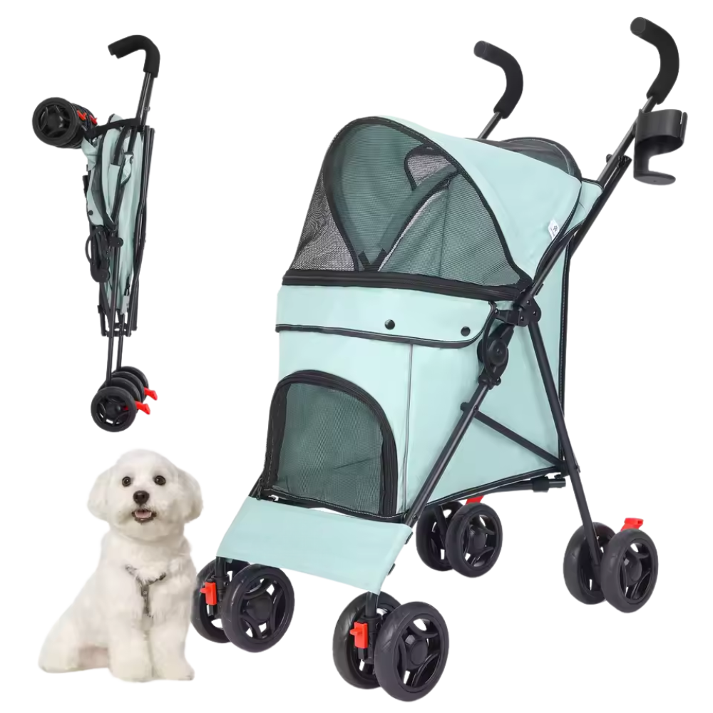 Foldable Pet Stroller Dog & Cat Wagon with Breathable Mesh & Cozy Seat