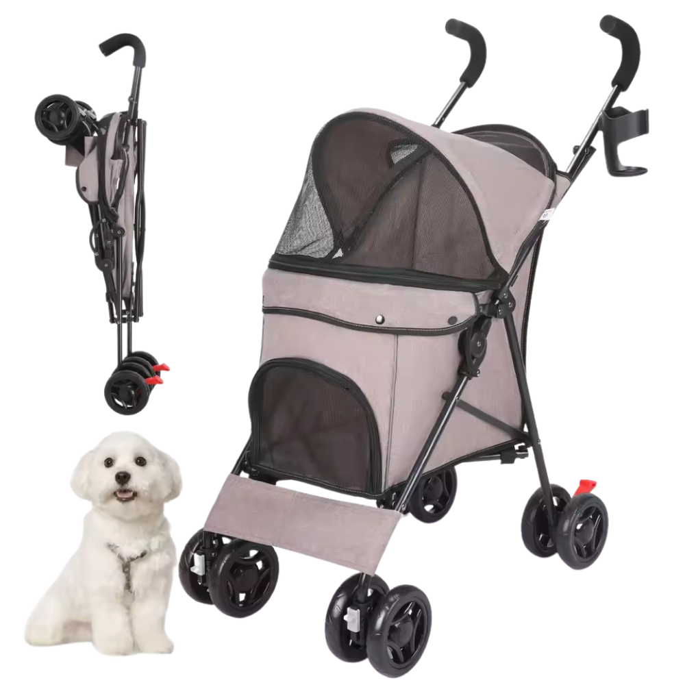 Foldable Pet Stroller Dog & Cat Wagon with Breathable Mesh & Cozy Seat