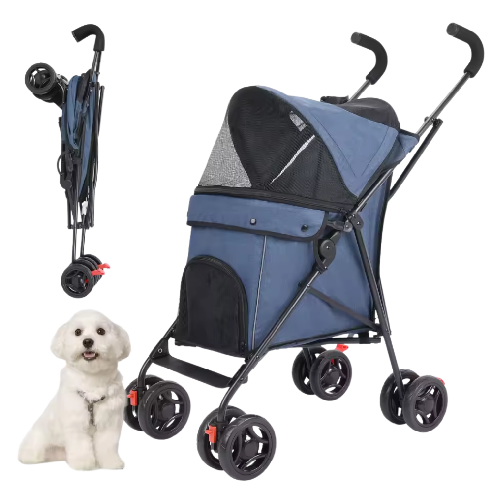 Foldable Pet Stroller Dog & Cat Wagon with Breathable Mesh & Cozy Seat
