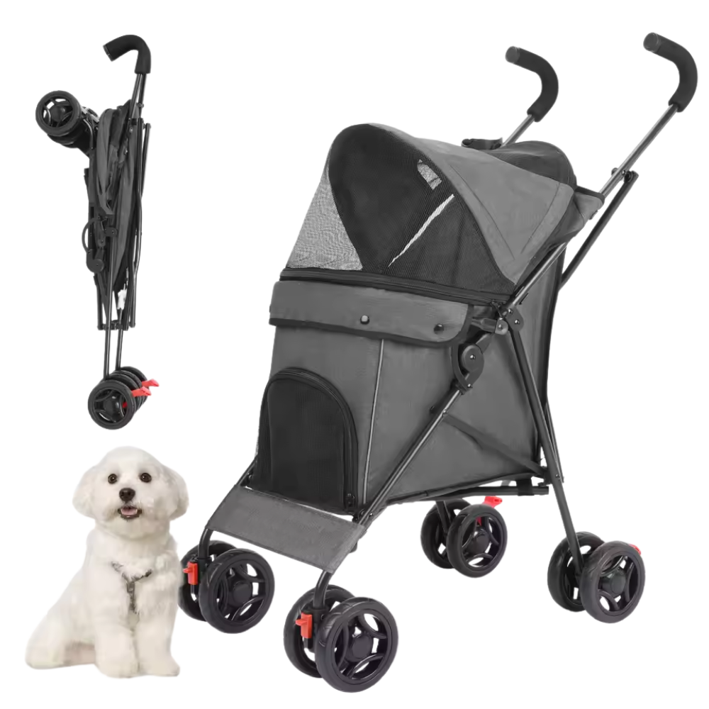 Foldable Pet Stroller Dog & Cat Wagon with Breathable Mesh & Cozy Seat