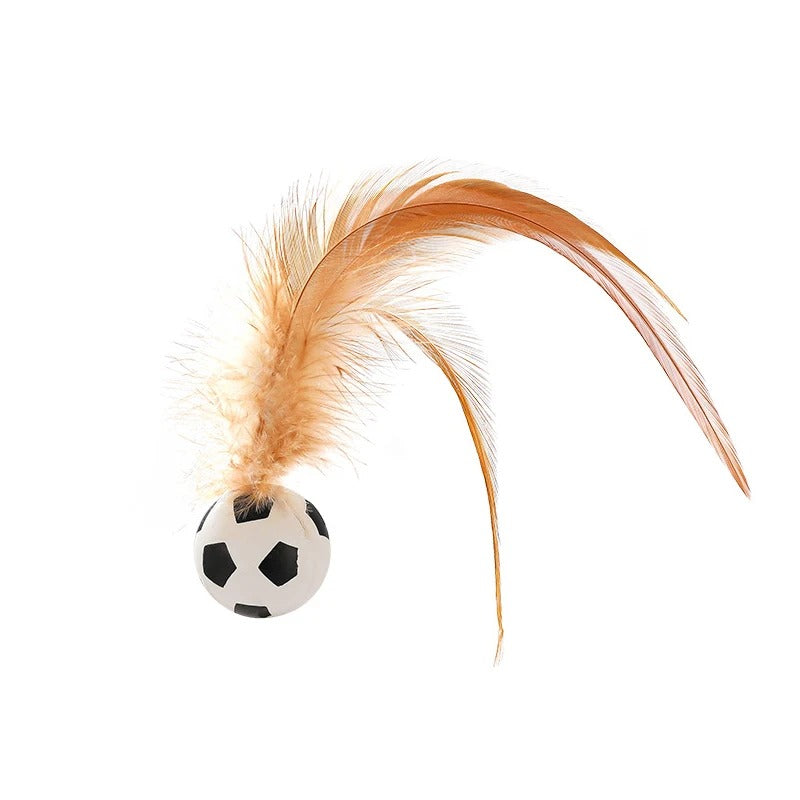 Interactive Cat Toy Bouncing Ball with Feathers for Endless Playtime