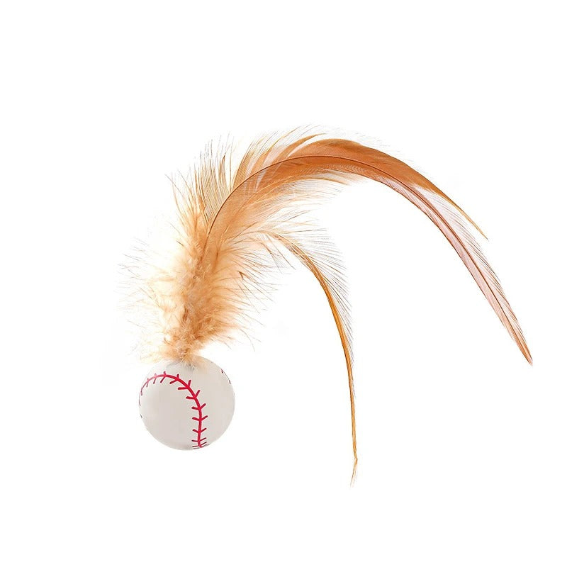 Interactive Cat Toy Bouncing Ball with Feathers for Endless Playtime