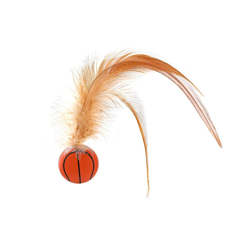 Interactive Cat Toy Bouncing Ball with Feathers for Endless Playtime