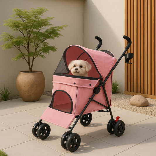 Foldable Pet Stroller Dog & Cat Wagon with Breathable Mesh & Cozy Seat