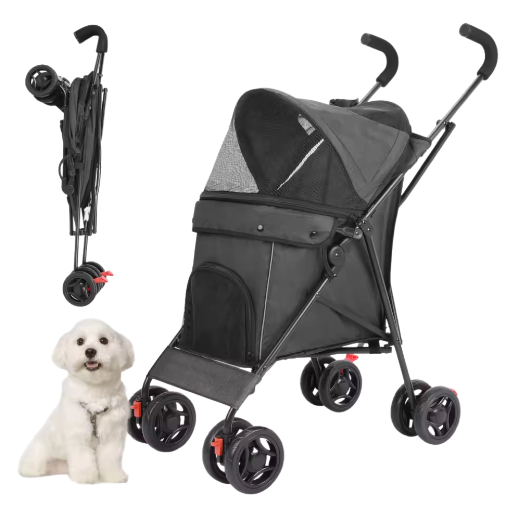 Foldable Pet Stroller Dog & Cat Wagon with Breathable Mesh & Cozy Seat